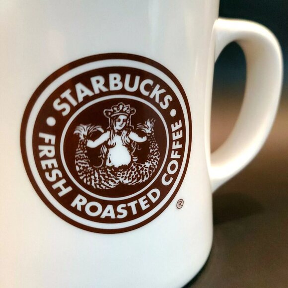 Starbucks 2008 Fresh Roasted. Dual Logo Brown & Green Mermaid Coffee Mug 16 oz. - Picture 2 of 12